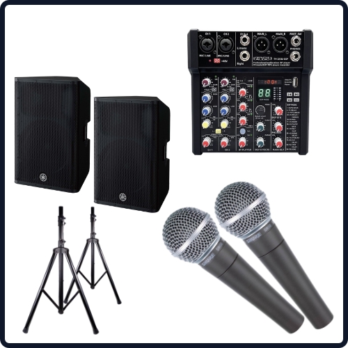 Pack karaoké avec micros Shure et enceintes Yamaha